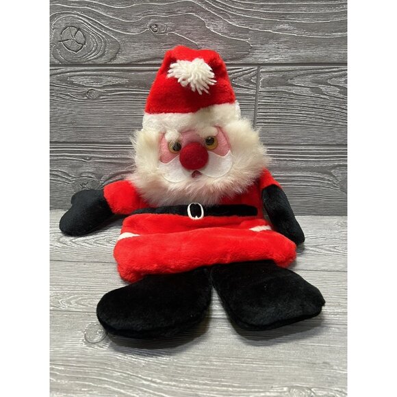 Other - Vintage Plush Two Sided Santa Stocking or Christmas Card Holder With Felt Face